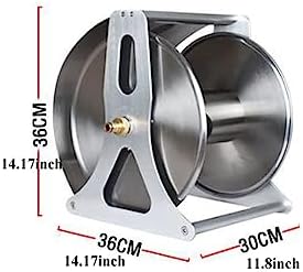 Garden Hose Holder Stainless Steel Garden Hose Reel Heavy Duty Hose Holder, Wall/Floor Mounted Metal Water Hose Reel with Crank Handle and Dust-Proof Lid Garden Hose Reel - Image 2
