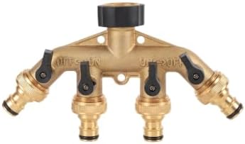 3/4 Inch Brass 4 Way Water Tap Splitter Garden Hose Manifold by Unknown