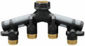 4 Way Metal Garden Hose Faucet Splitter Manifold with Shut Offs - Pack of (5) by Unknown