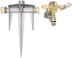 Garden Sprinkler, 360 Degree Rotating 49FT Spray Distance Brass Nozzle NH 3/4 in Spike Base Sprinkler for Yard Orchard by Tyenaza