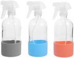 Tofficu 3pcs Reusable Glass Spray Bottles with Non-slip Silicone Base Fine Mist Sprayer for Plants and Flowers Heavy Duty Transparent Bottles for Gardening and Salon Use by Tofficu