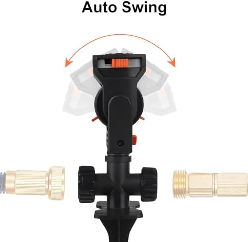 Oscillating Garden Lawn Sprinkler, Adjustable Spray Angle Grass Watering Irrigation System with Spike Base, Fits 3/4" Hose, Black/Orange - Image 4