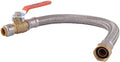 SharkBite Max 1/2 Inch Ball Valve x 3/4 Inch FIP x 18 Inch Stainless Steel Braided Flexible Water Heater Connector, Brass Plumbing Fitting, PEX Pipe, Copper, CPVC, PE-RT, HDPE, UR3068FX18BV by SharkBite