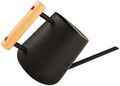 Metal Watering Can 900ml Long Spout Black Iron Wooden Handle by JOINPAYA