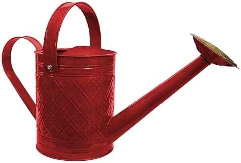 Headwind Cortland 1 Gallon Metal Watering Can with Brass Rose Spout, Vintage Galvanized Watering Can for Garden, Indoor & Outdoor Plants, Copper Accent Steel – Cayenne Red by Headwind