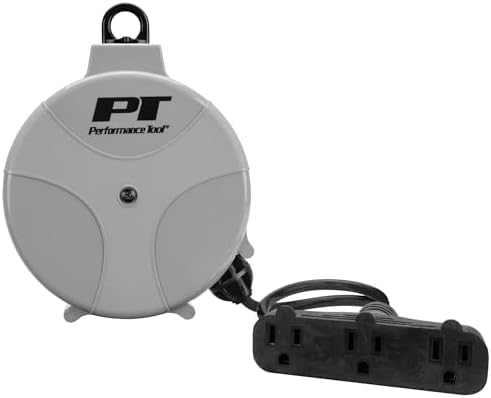Performance Tool W2275 20' 18GA Retractable Cord Reel with Spring Loaded Auto-Rewind - Image 2