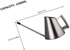 TIDTALEO Stainless Steel Watering Pot Garden Planting Tool 1500ml Metal Watering Can with Long Spout for Indoor and Outdoor Flowers - Image 2