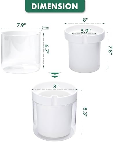 Phoenix Vine 8 Inch Self Watering Planter, White Terracotta Clay Pot with Glass Reservoir for Indoor Plants, Herbs, Flowers, Set of 1, 52-B-H-1 - Image 3