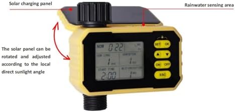 Qinlorgo Single Outlet Solar Hose Watering Timer, Automatic Irrigation Water Timer with Rain Sensor Rechargeable Sprinkler for Garden, Courtyard, Patio, Balcony & Villa - Image 3