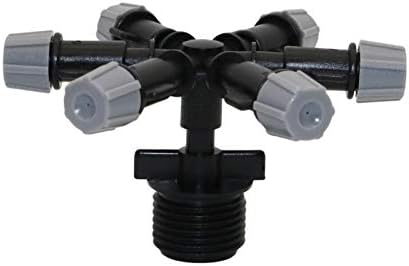 Garden Lawn Sprinkler Irrigation System Gray Multi-Nozzle Sprayer Greenhouse Micro Irrigation Sprinkler Head with 1/2" Male Thread Industrial Cooling 1 Piece (Color : 6 Way) by Lrjskwzc