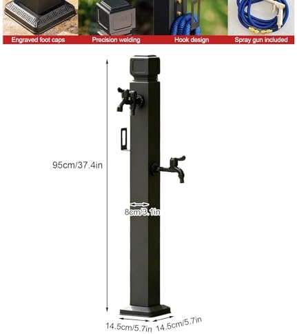 Outdoor Antize Faucet Hydrant, Vertical Garden Water Column with Hose Hook. Aluminum Alloy Pipe Free Stand. Side Bottom Inlet Irrigation Spigot for Yard Farm Cleaning. Weatherproof Design - Image 2
