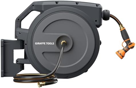 Giraffe Tools Retractable Garden Hose Reel 5/8" 90FT Wall Mount Auto Rewind by GiraffeTools