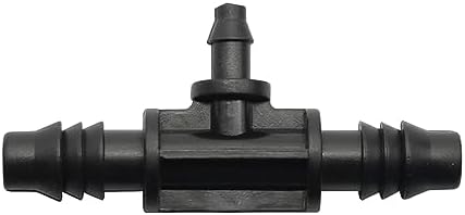 Tee Fitting ，water pipe connector, Hose Barb Fittings, Garden Reducing Tee Connector 3/8 to 1/4 Inch for 4mm Drip Irrigation Water Splitter Pack of 10 Black by Unknown
