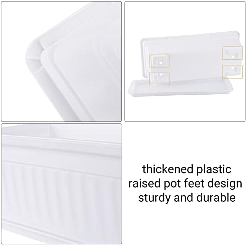 GREANER Plastic Flower Boxes Rectangle, 6 Pack Large Long Planter 16.9x7.48Inch Modern Thicken Vegetable Plant Pot with Tray for Garden, Kitchen, Houses, Offices, Balcony, Outdoor Indoor Use - White - Image 4