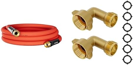 Hot/Cold Short Water Hose 3/4" x 15 ft + 2pcs 90 Degree Garden Hose Elbow by SPECILITE
