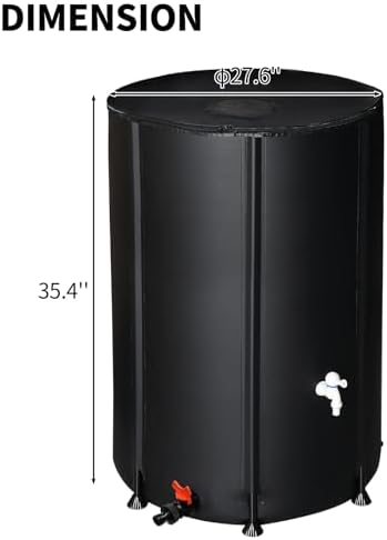 Collapsible Rain Barrel,Portable Water Storage Tank,Rainwater Collection System Downspout,Water Catcher Container with Filter Spigot Overflow Kit (100 Gallon) - Image 2