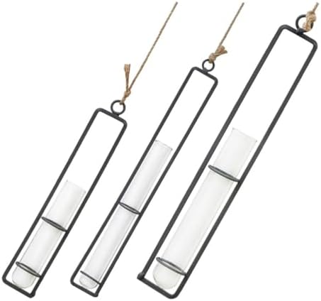 Wall Hanging Planter Xmas Glass Tube Planter with Iron Frame 3pcs by Beaupretty