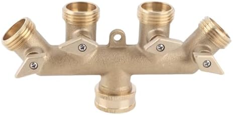 Aramox Brass 4-Way Garden Hose Splitter with G3/4 Thread and Ball Valve - Image 2