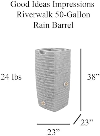 Good Ideas Impressions Riverwalk Rain Water Collection Barrel, 4 Pack - Image 3