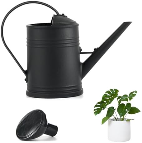 Watering Can 2L 13x9 Inch Black Plastic Plant Watering Can with Handle & Sprinkler Head Easy Filling Device for Indoor Garden Balcony - Water - Image 3
