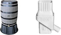 RTS Home Accents 551000655A5681, Woodgrain with Black Stripes Polyethylene 50 Gallon Flat Back Rain Barrel with Stand, Color & Oatey Mystic™ Rainwater Collection System by Unknown