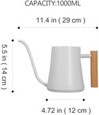 Watering Can Vintage with Wooden Handle 1000ml Stainless Steel - Image 2