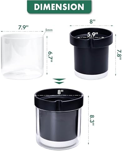 Phoenix Vine 8 Inch Self Watering Terracotta Planter, Black Terracotta Clay Pot with Glass Reservoir for Indoor Plants, Herbs, Flowers, Set of 1, 52-C-H-1 - Image 3