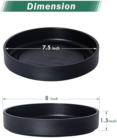 Phoenix Vine 8 Inch Plastic Plant Saucer Water Drip Tray, Heavy Sturdy Round Plant Drainage Tray for Indoors Outdoor, Set of 2, Matte Black, 21-TY-8B-2 - Image 2
