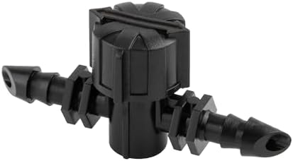 Barb Tubing Coupling Valve with Shut-Off, Black Cap, Barb Size : 1/4" (0.18"), for Drip Irrigation Flow Control - Pack of (5000, Black) by Drip+Depot