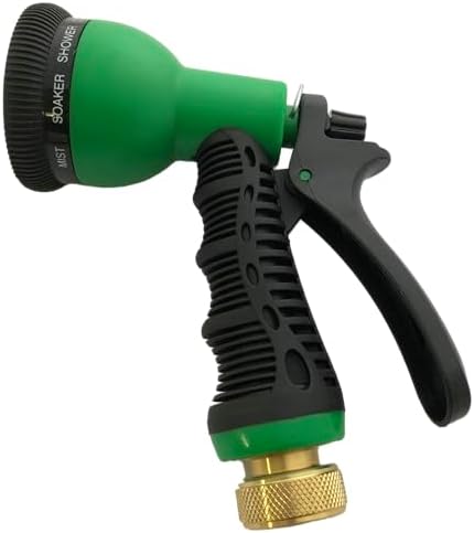 Low FLow Hose Nozzle Wide Mouth Green Garden Spray Lower Water Rate Usage 9 Position Ergonomic Grip Handle with Restrictor (1.5 gpm) by NewResourcesGroup