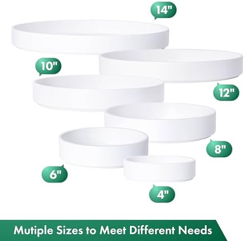 Phoenix Vine 14 Inch Plastic Plant Saucer Water Drip Tray, Heavy Sturdy Round Plant Drainage Tray for Indoors Outdoor, Matte White, 21-TY-14W-1 - Image 6