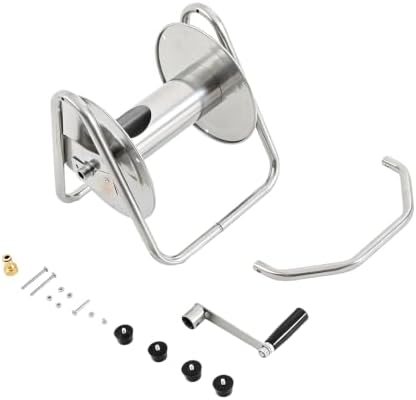 Hose Reel, Galvanized Steel, Silver - Image 3