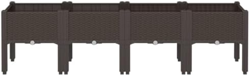Brown Garden Planter Box with Legs 63x15.7x16.5 PP Outdoor Bed - Image 3