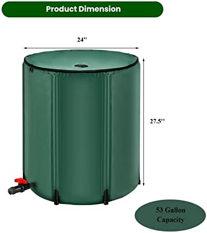 Goplus 53 Gallon Collapsible Rain Barrel, Portable Rain Barrels to Collect Rainwater from Gutter, Rainwater Collection System, Water Storage Tank Catcher Container with Filter Spigot - Image 7