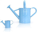 Metal Watering Can (1 Gallon) for Outdoor&Indoor Plants with Free Small Watering can for Kids, Plant Watering Can with Removable spout, Perfect for Garden Flower, Houseplants, (Light Blue) by Lechloris