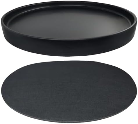Yukfona Ceramic Plant Saucer Tray 1 Pcs 12 Inch Black, 12.5" OD x11.9 ID x1.6 Deep| Fits Flower pots Bottom≤ 11.9", Heavy Duty Glazed Round Planter Drip with Catch Basin for Indoor Outdoor Plants by YUKFONA
