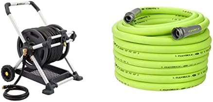 Gorilla 225’ Aluminum Zero-Rust Mobile Hose Reel & Flexzilla Garden Hose 5/8 in. x 100 ft, Heavy Duty, Lightweight, Drinking Water Safe, ZillaGreen - HFZG5100YW-E by Unknown