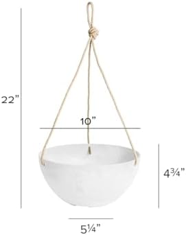 Root & Vessel Self Watering Hanging Planter for Indoor or Outdoor Plants, Unique Marbled Hanging Basket Made of Eco-Friendly Blend of Stone & Plastic, White, 10" - Image 5