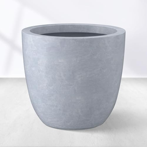 Kante Small Round Bowl Blue Gray Concrete Planter 10" Dia, Outdoor by Unknown