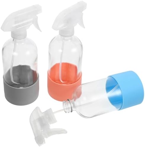 Glass Spray Bottle 3 Pack 500ml with Silicone Base by VILLFUL