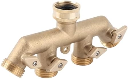Aramox Brass 4-Way Garden Hose Splitter with G3/4 Thread and Ball Valve - Image 5