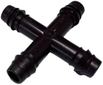 NETAFITM Drip Irrigation Barbed Fittings,3/8" 12MM Black Drip Tubing Coupler Elbow Tee Reducer (Cross - 12mm (3/8"), 25 Count) - Image 3