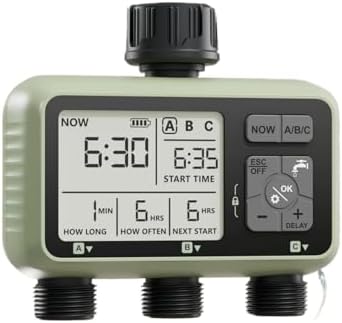 Garden Water Timer 3 Outlet for Garden Hose Programmable Automatic Irrigation Timer with Rain Delay Manual/Auto Mode(3 Zone-NH) by Unknown