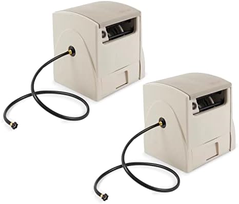 Suncast 2 Pack Automatic Rewind Garden Hose Reel, 100 ft. 5/8 in. Vinyl Hose Holder, Light Taupe by Suncast