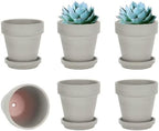 vensovo 4 Inch Grey Terracotta & Clay Pots with Saucer, 6 Pack by vensovo