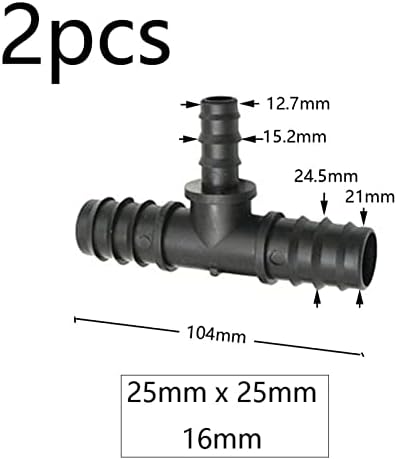 Garden Irrigation Tubing Fitting 16 20 25mm Tube Tee Elbow Equal Barb Connector End Plug Reducer Tee Micro Drip Adapter 5Pcs (Color : 25mm Tee) - Image 6