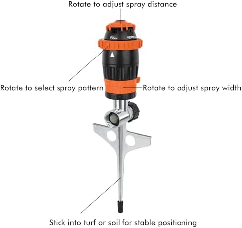 RESTMO Gear Drive Sprinkler with Metal T-Spike Base,Orange - Image 2