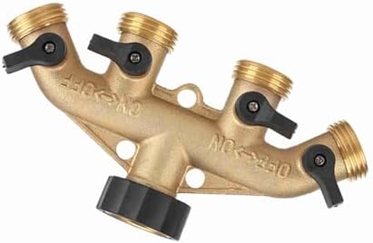 Jiawu Brass 4 Way Hose Pipe Splitter, 3/4 Inch Garden Tap Connector with ShutOff Valves, Durable Proof Irrigation Splitter for Watering Flowerbeds, Lawns, Vegetables & (#2) - Image 4