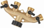 Jiawu Brass 4 Way Hose Pipe Splitter, 3/4 Inch Garden Tap Connector with ShutOff Valves, Durable Proof Irrigation Splitter for Watering Flowerbeds, Lawns, Vegetables & (#2) - Image 4