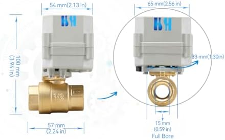 2 Way Brass 1/2" 12VDC 9-24VDC 0-5V NPT Proportional Integral Modulating Control Motorized Ball Valve - Image 4